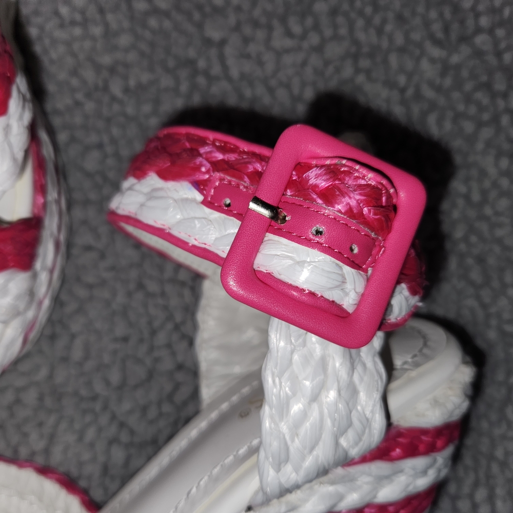 VENUS Pink and White Wedge Sandals - Picture 4 of 5